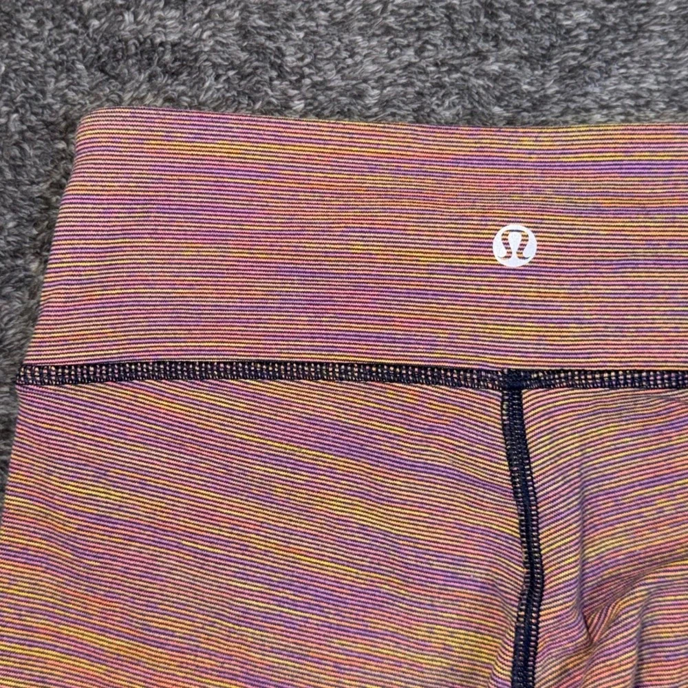 Lululemon Wunder Under‎ Crop Leggings Space Dye Pink Orange Purple Size 4